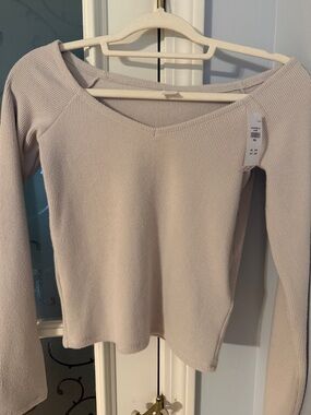 Gilly Hicks Light Beige Ribbed Knit Top